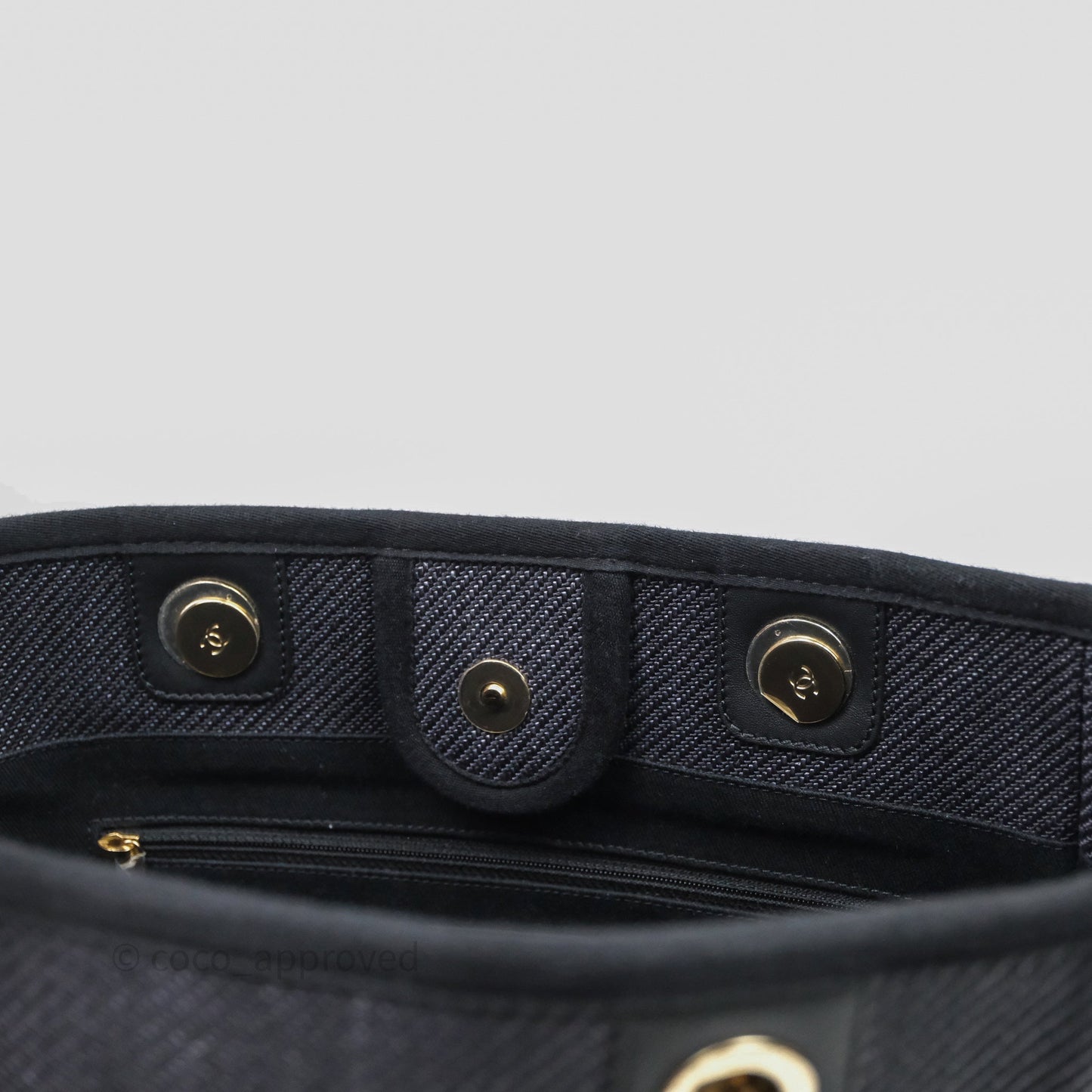 Chanel Medium Deauville Navy Canvas Gold Hardware