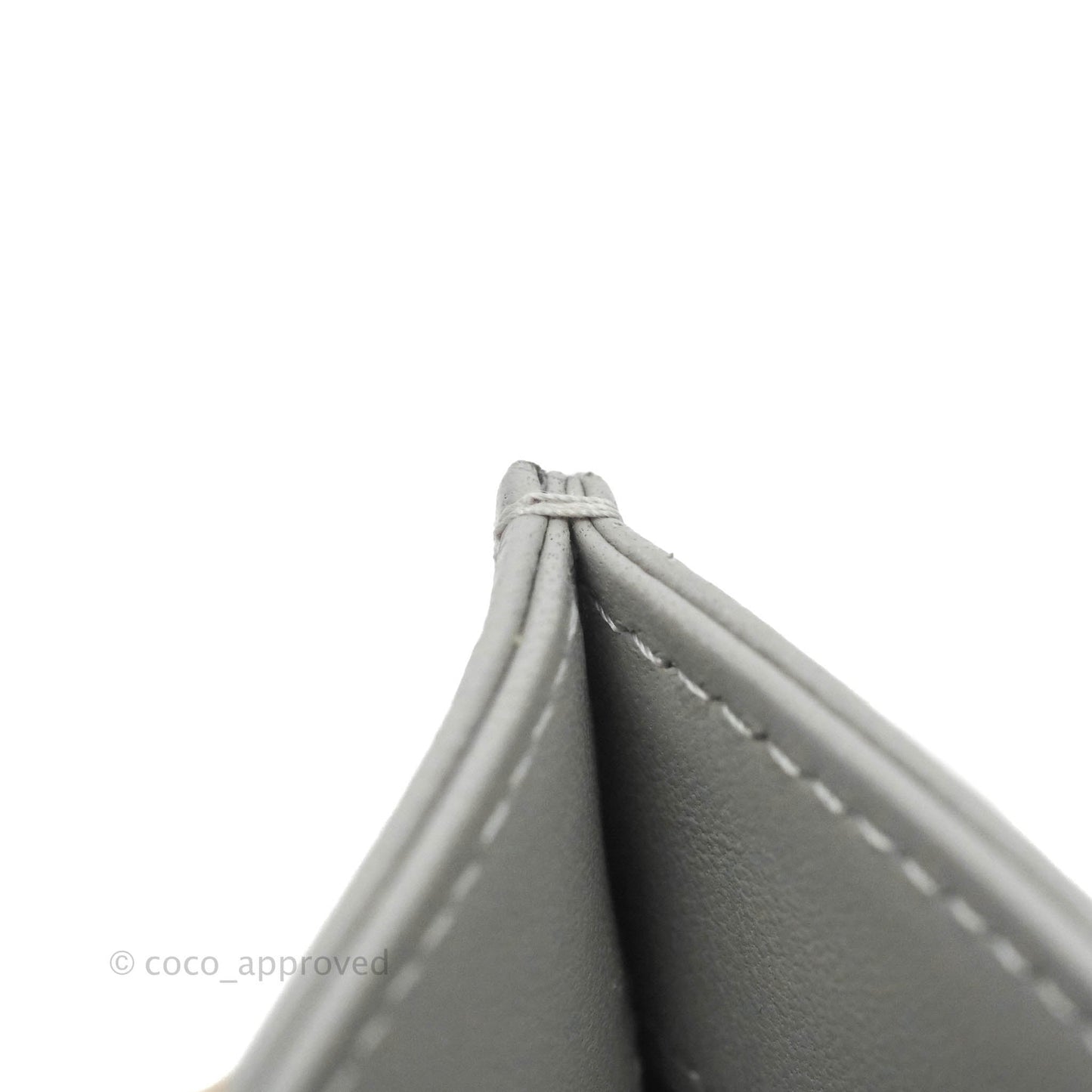 Chanel Classic Flat Card Holder Grey Lambskin Silver Hardware
