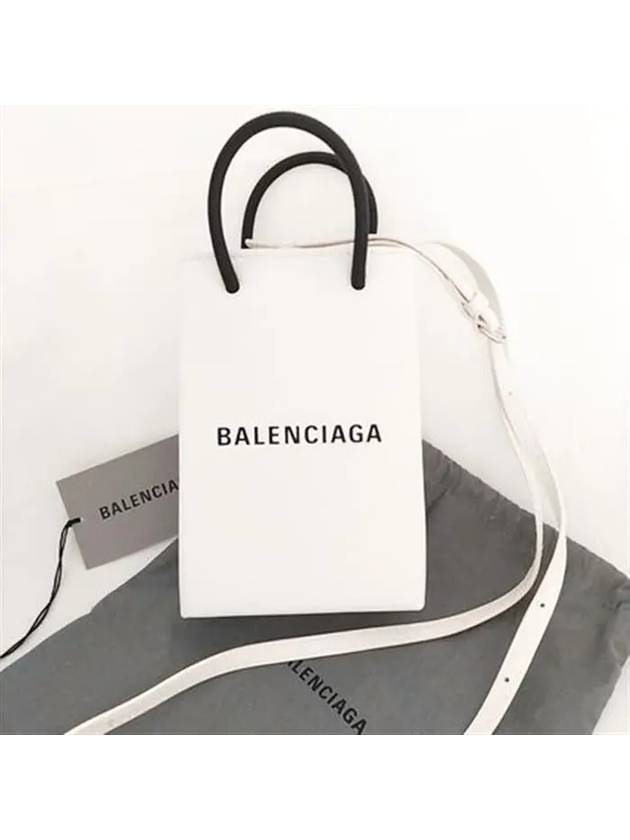 Luxury Balenciaga Logo Leather Phone Holder Mini Bag White
