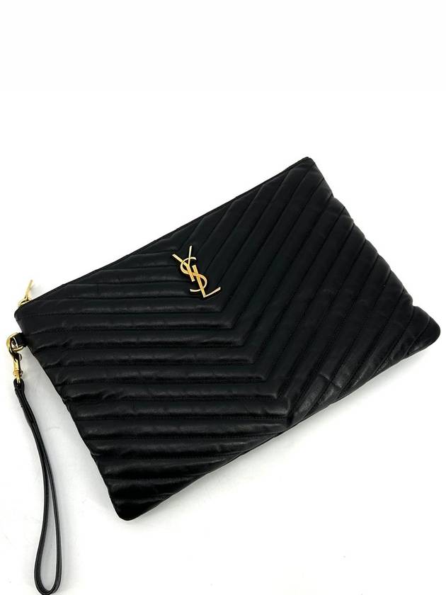 Luxury Saint Laurent Monogram silver clutch new medium 559193