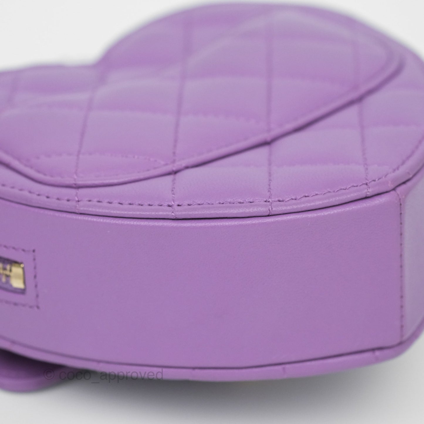 Chanel Small Heart Bag Purple Lambskin Gold Hardware 22S
