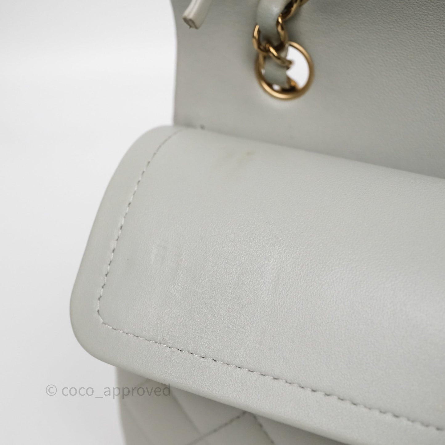 Chanel Small Classic Flap Quilted Grey Lambskin Gold Hardware