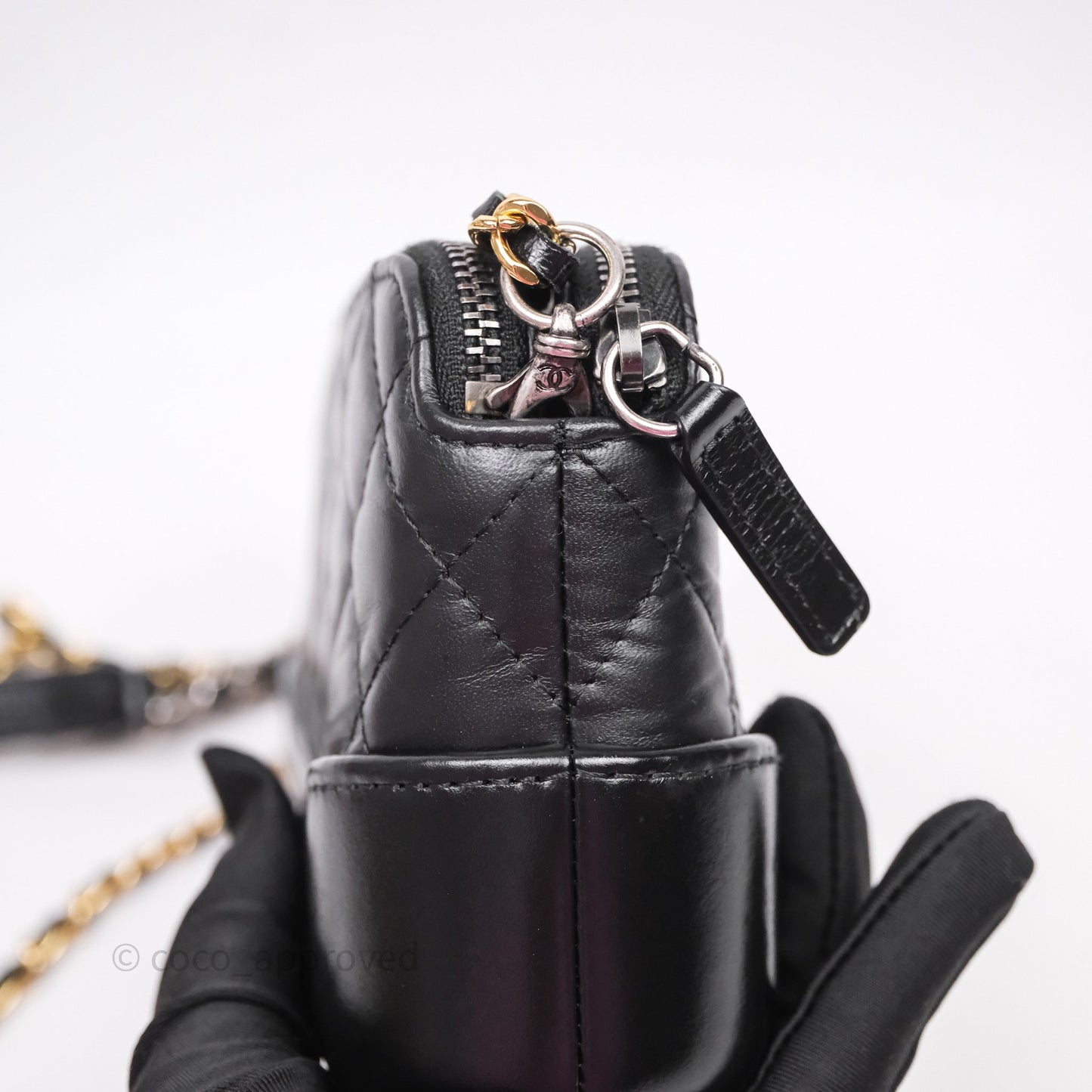 Chanel Gabrielle Clutch With Chain Aged Calfskin Black Mixed Hardware