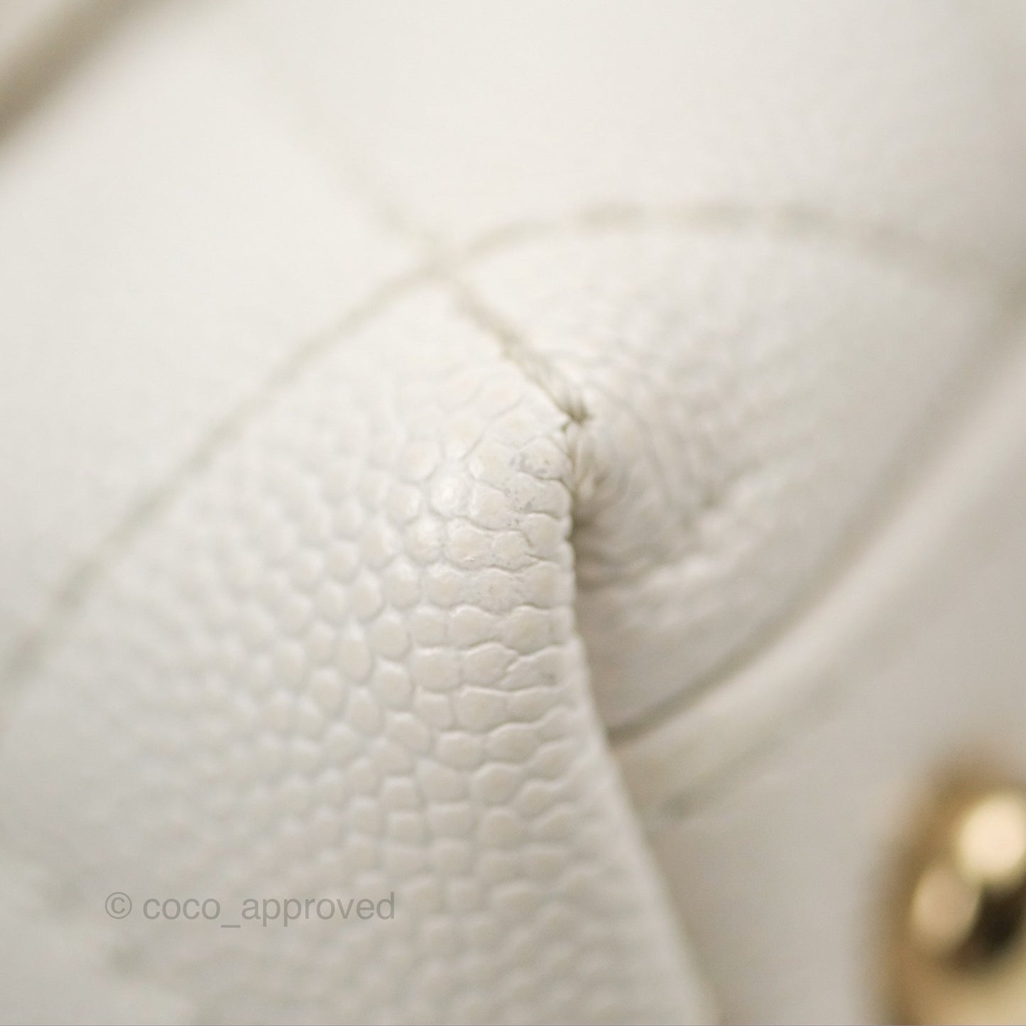Chanel Mini Coco Handle Quilted Ivory White Caviar Gold Hardware