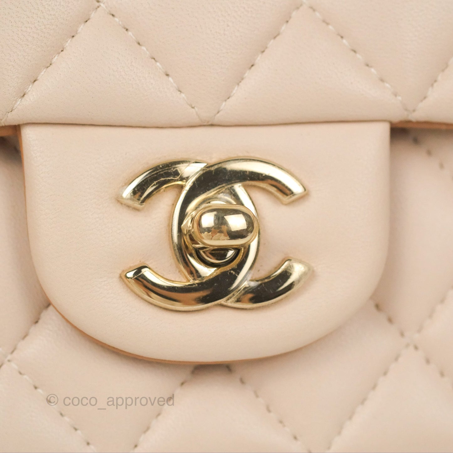 Chanel Top Handle Mini Rectangular Flap Bag Ecru/Beige Lambskin Gold Hardware 23P