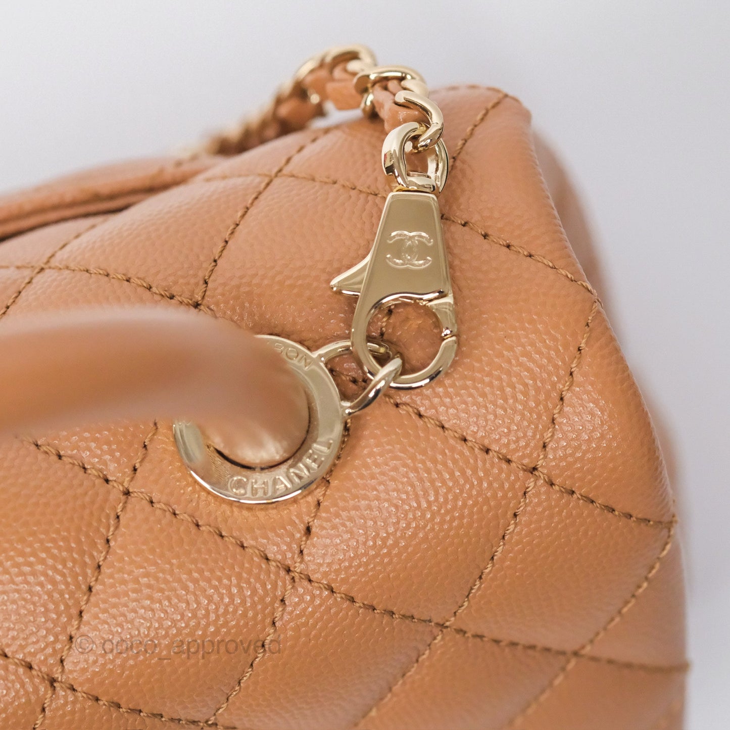 Chanel Small Coco Handle Caramel Beige Caviar Gold Hardware