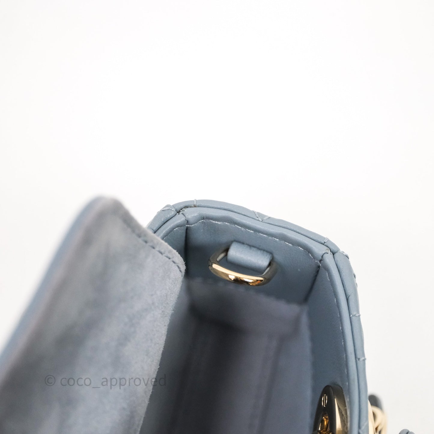 Christian Dior Micro Lady D-Joy Bag Blue Cannage Lambskin Light Gold Hardware