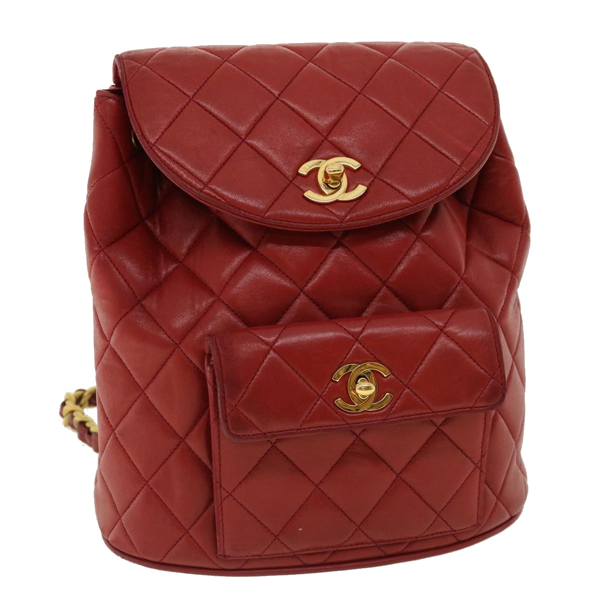 Luxury Chanel Matelasse Chain Hand Bag Lamb Skin Red CC  31892A