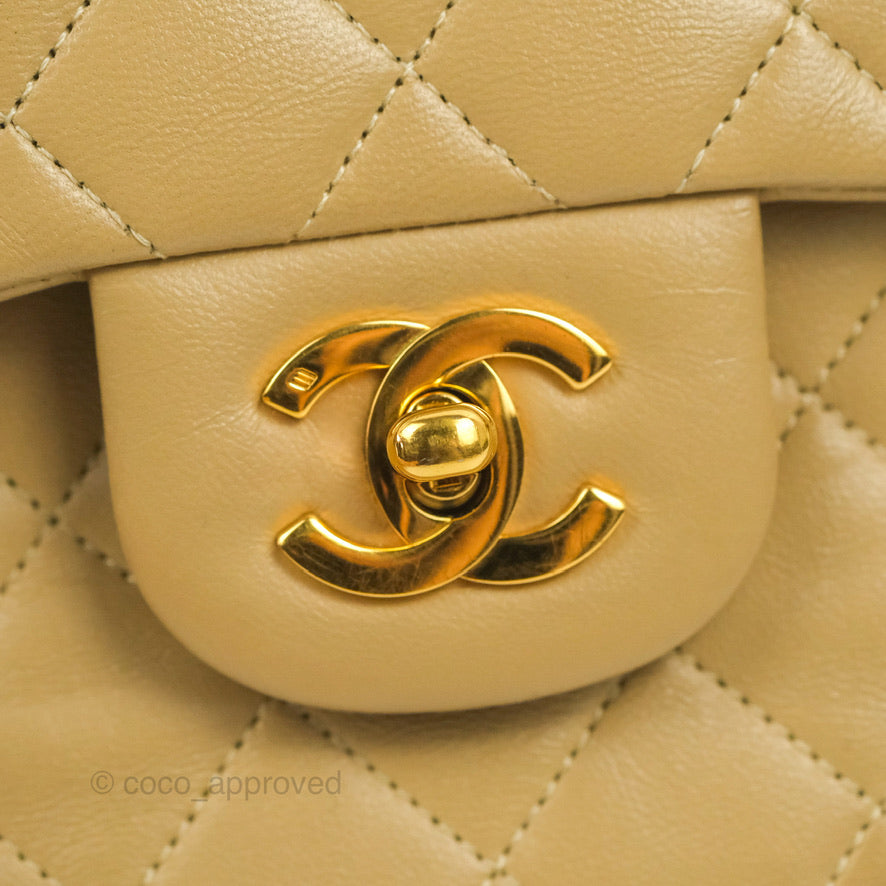 Chanel Classic Vintage Small Flap Dark Beige Lambskin 24K Gold Hardware