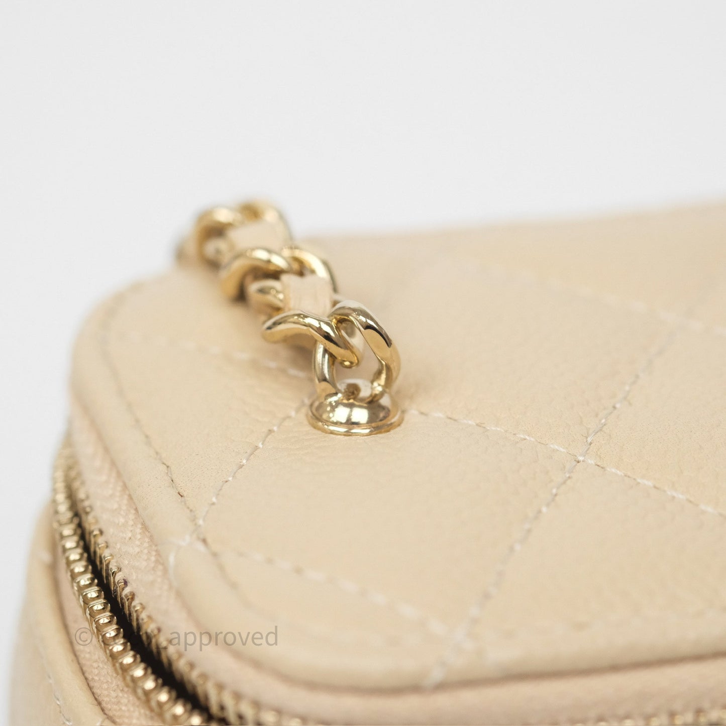 Chanel Mini Vanity With CC Chain Beige Caviar Gold Hardware