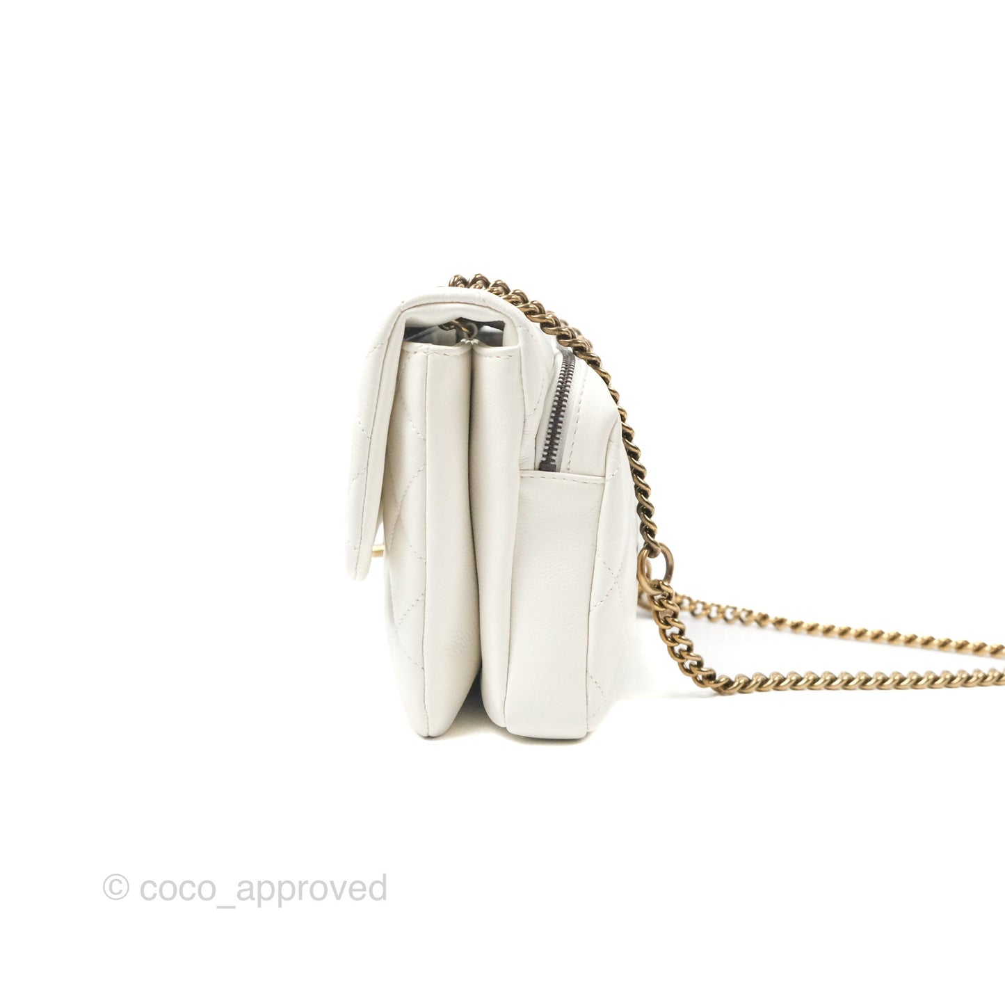 Chanel CC Crown Flap White Calfskin Antique Gold Hardware