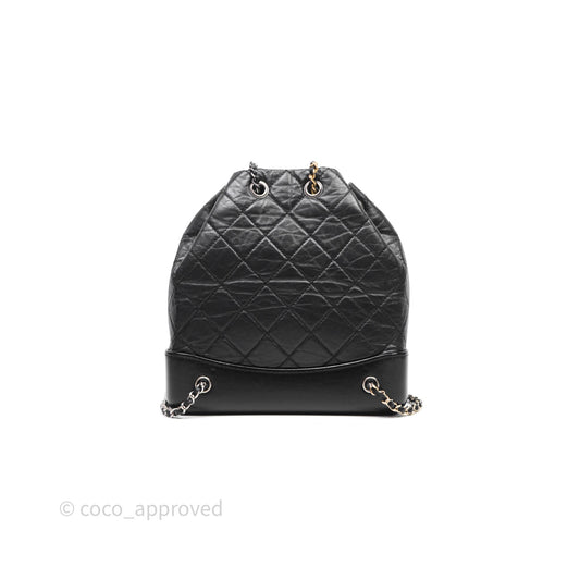 Chanel Small Gabrielle Backpack Quilted Black Aged Calfskin