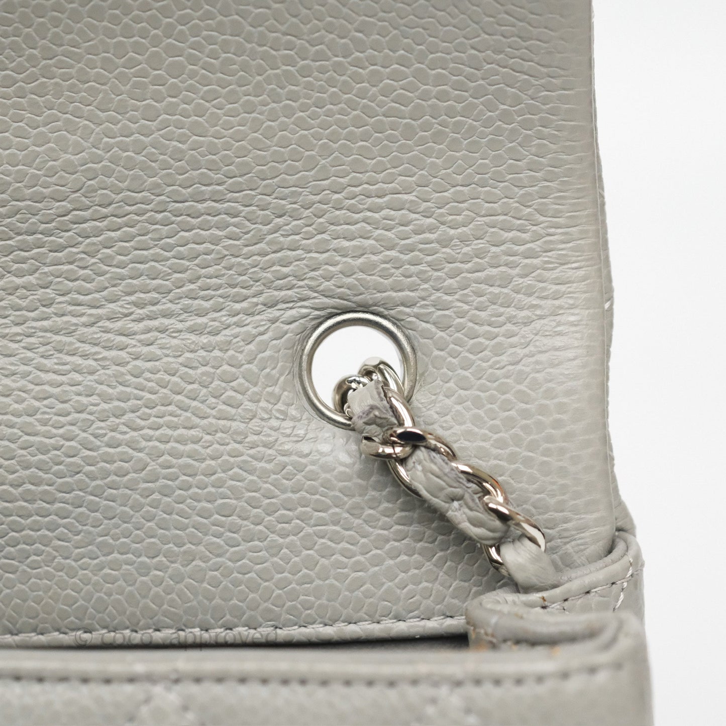 Chanel Extra Mini Rectangular Flap Quilted Light Grey Caviar Silver Hardware