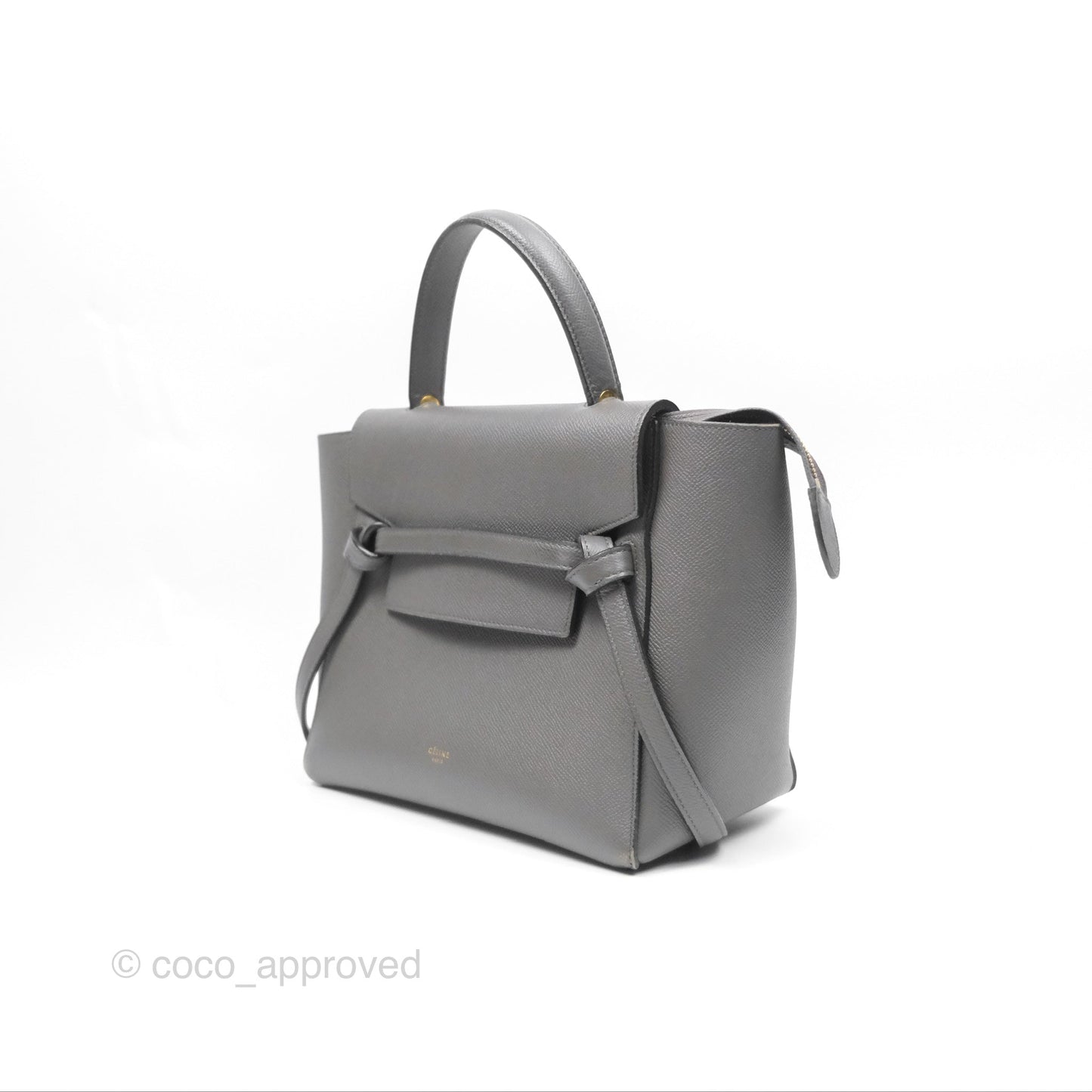 Celine Micro Belt Bag Grey Grained Calfskin Gold Hardware