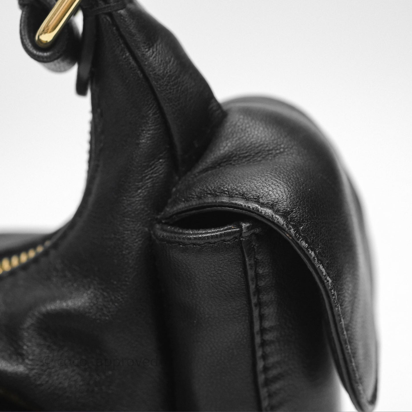 Miu Miu Nappa Leather Pocket Bag Black Lambskin Gold Hardware