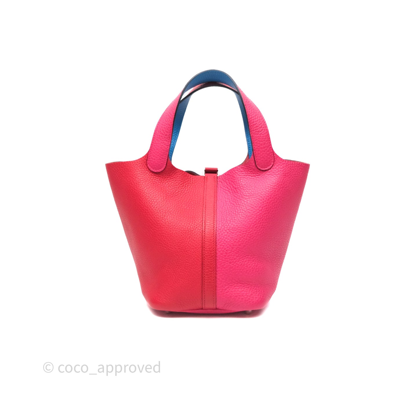 Hermès Picotin 18 Rouge de Coeur S3/ Rose Extrême I6/ Bleu Zanzibar B3 Clemence Palladium Hardware