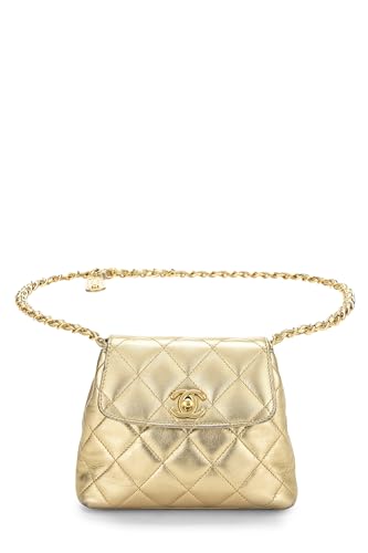 Chanel,  Gold Quilted Lambskin Waist Pouch, Gold