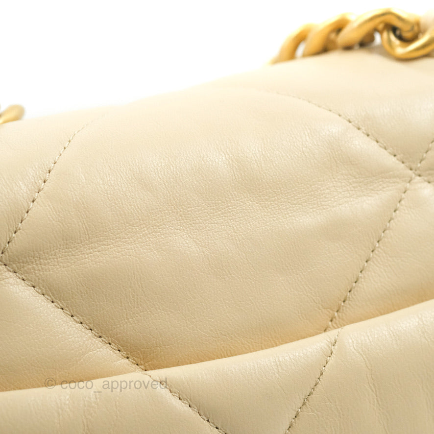 Chanel 19 Small Beige Goatskin Mixed Hardware