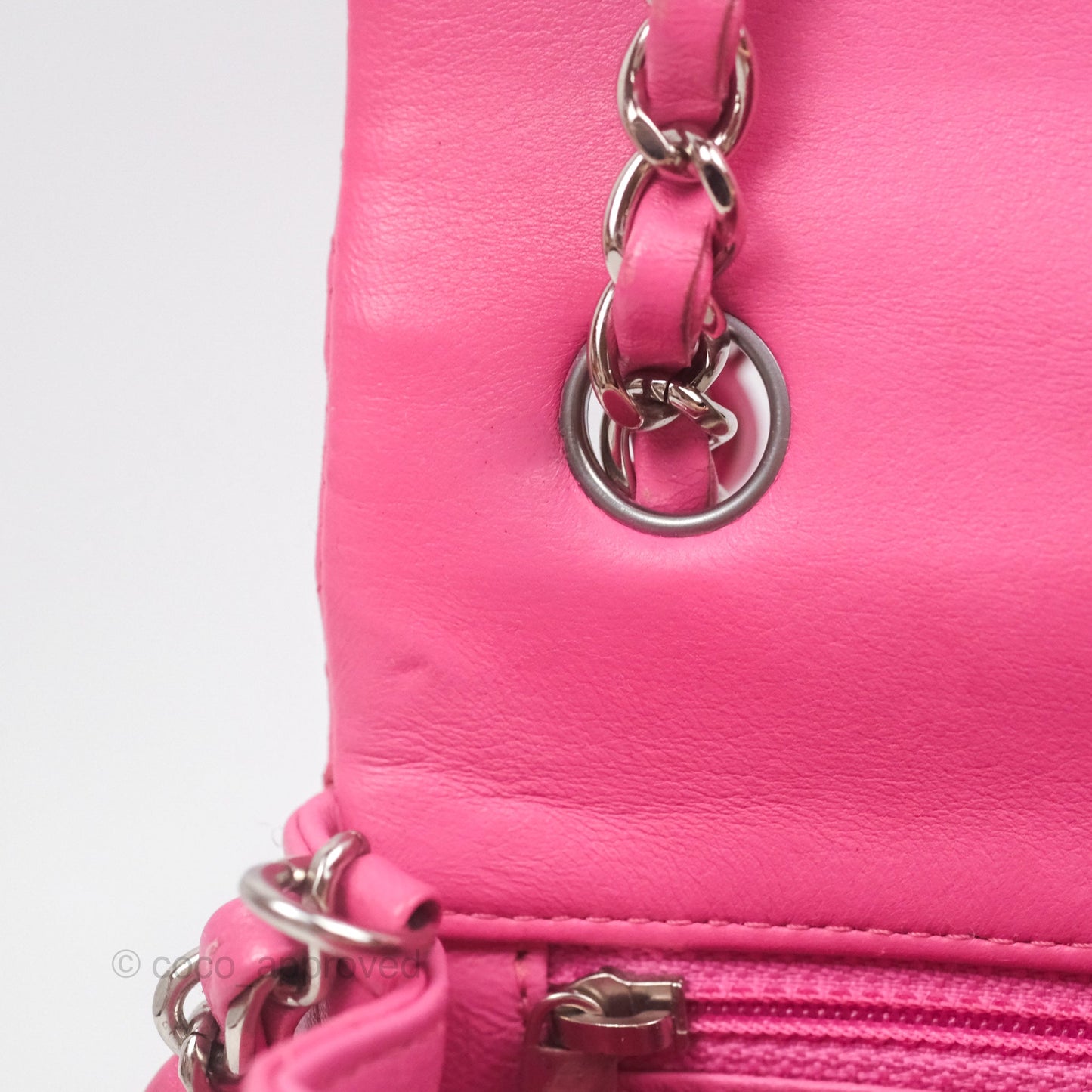 Chanel Quilted Mini Rectangular Flap Pink Lambskin Silver Hardware