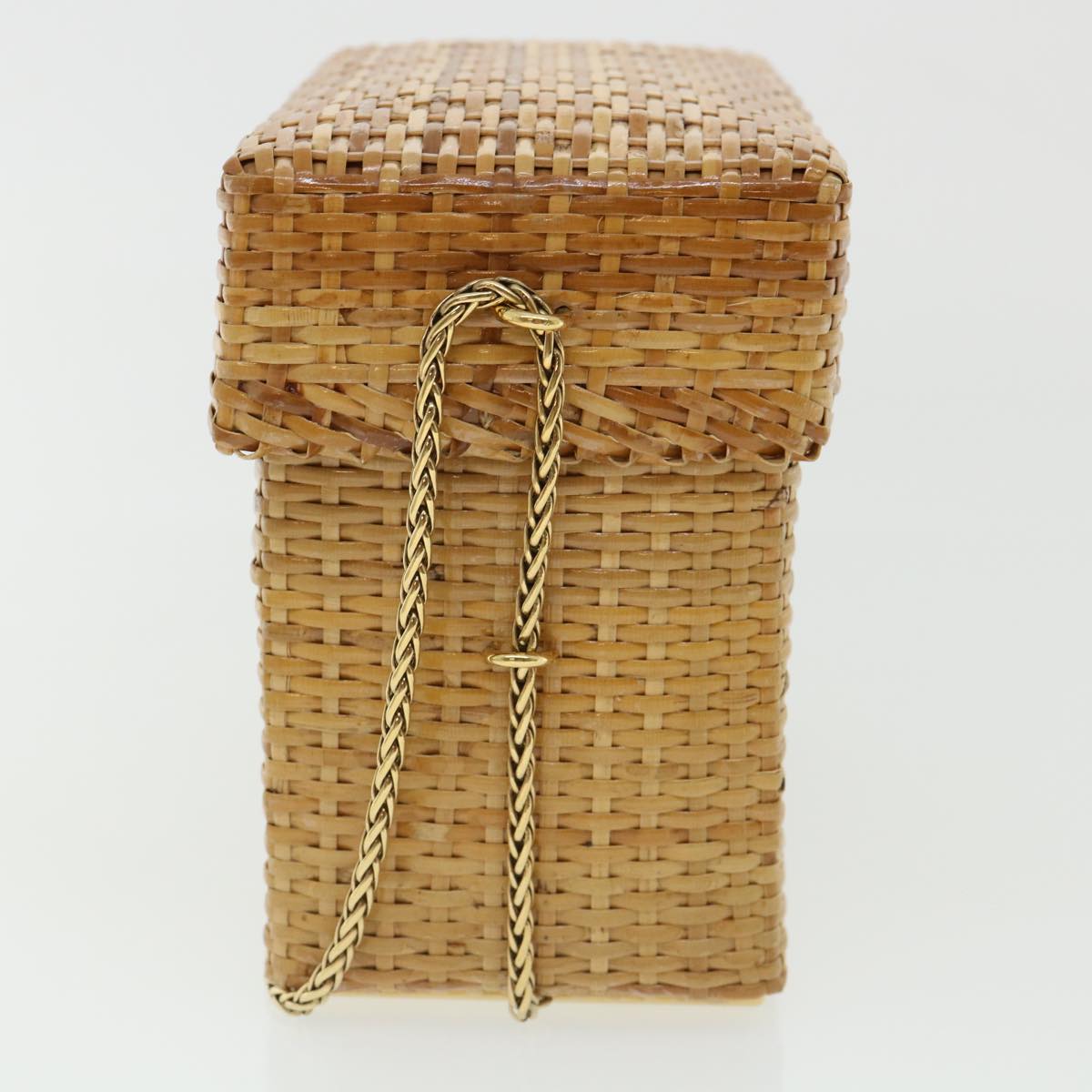 Luxury Chanel Basket Chain Shoulder Bag Leather rattan Beige CC  31932A