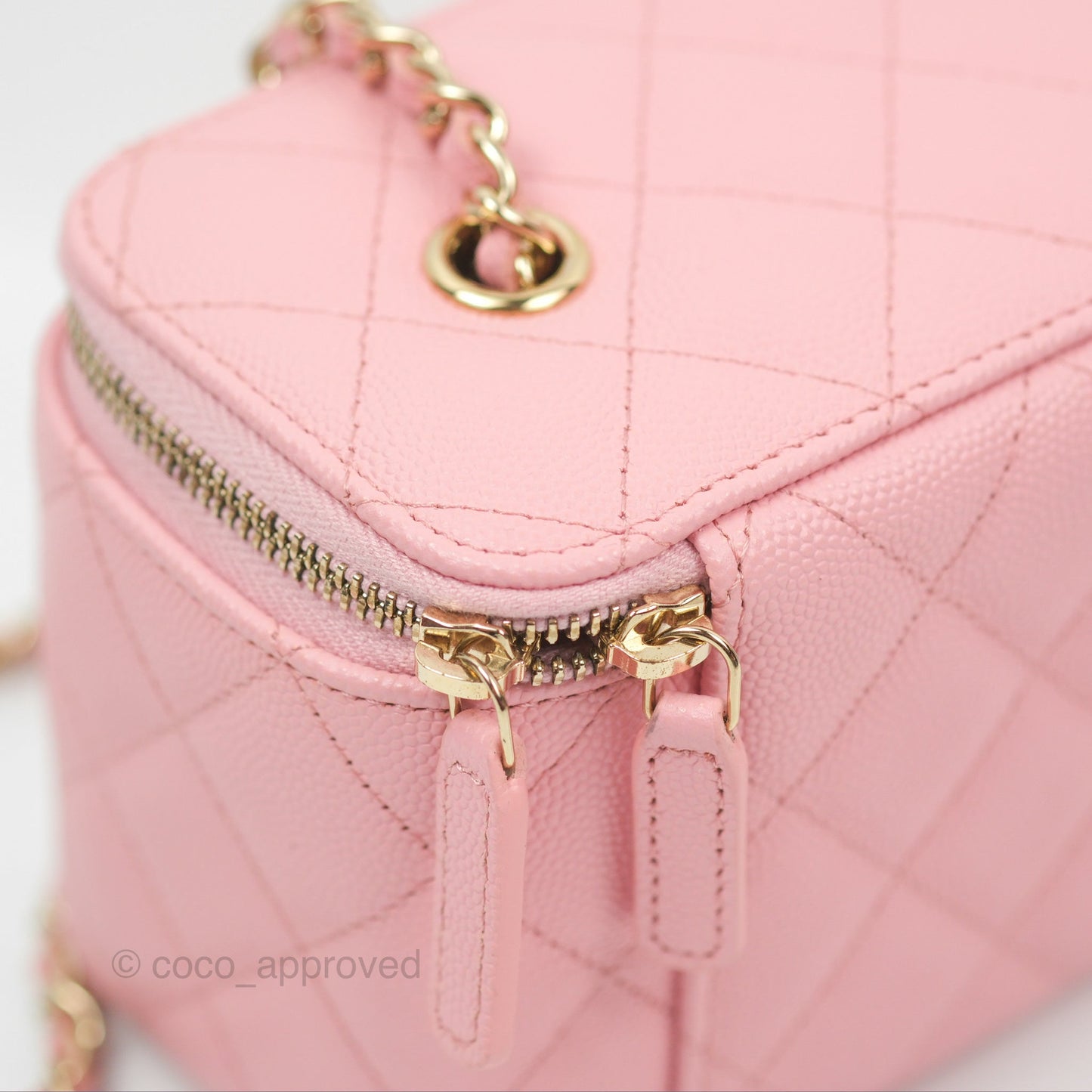 Chanel Classic Vanity With Chain Pink Caviar Gold Hardware