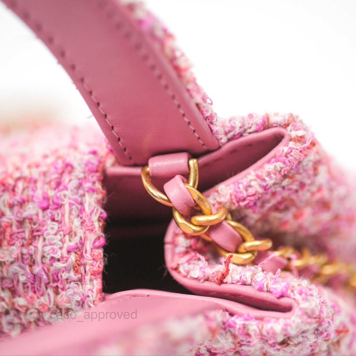 Chanel Kelly Bag Pink Tweed Aged Gold Hardware