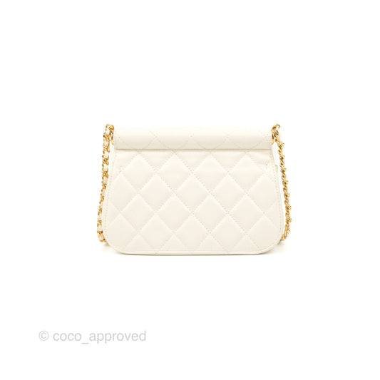 Chanel Clutch with Chain Ivory White Caviar Gold Hardware 22K