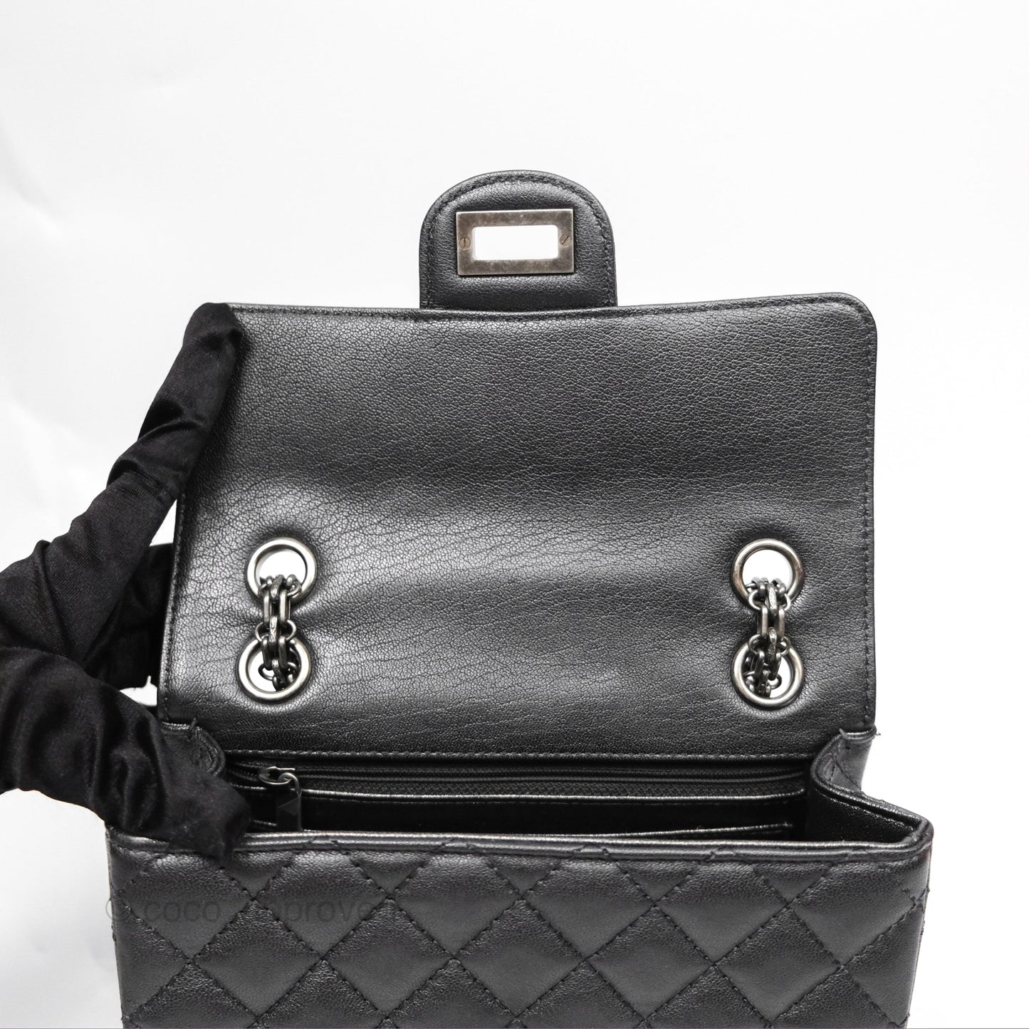 Chanel Mini Reissue 224 Dark Grey Grained Calfskin Ruthenium Hardware