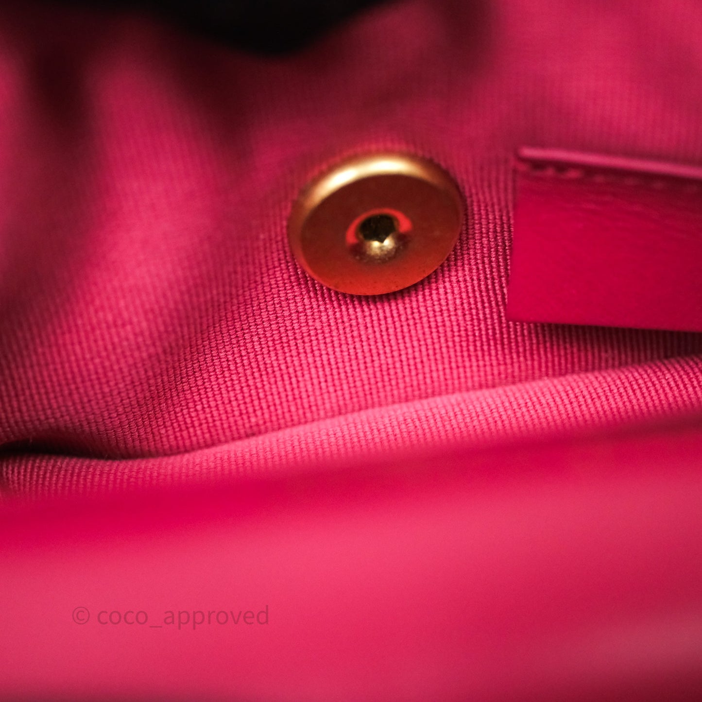 Chanel Quilted Lady Handle Flap Card Holder With Chain Dark Pink Calfskin Aged Gold Hardware