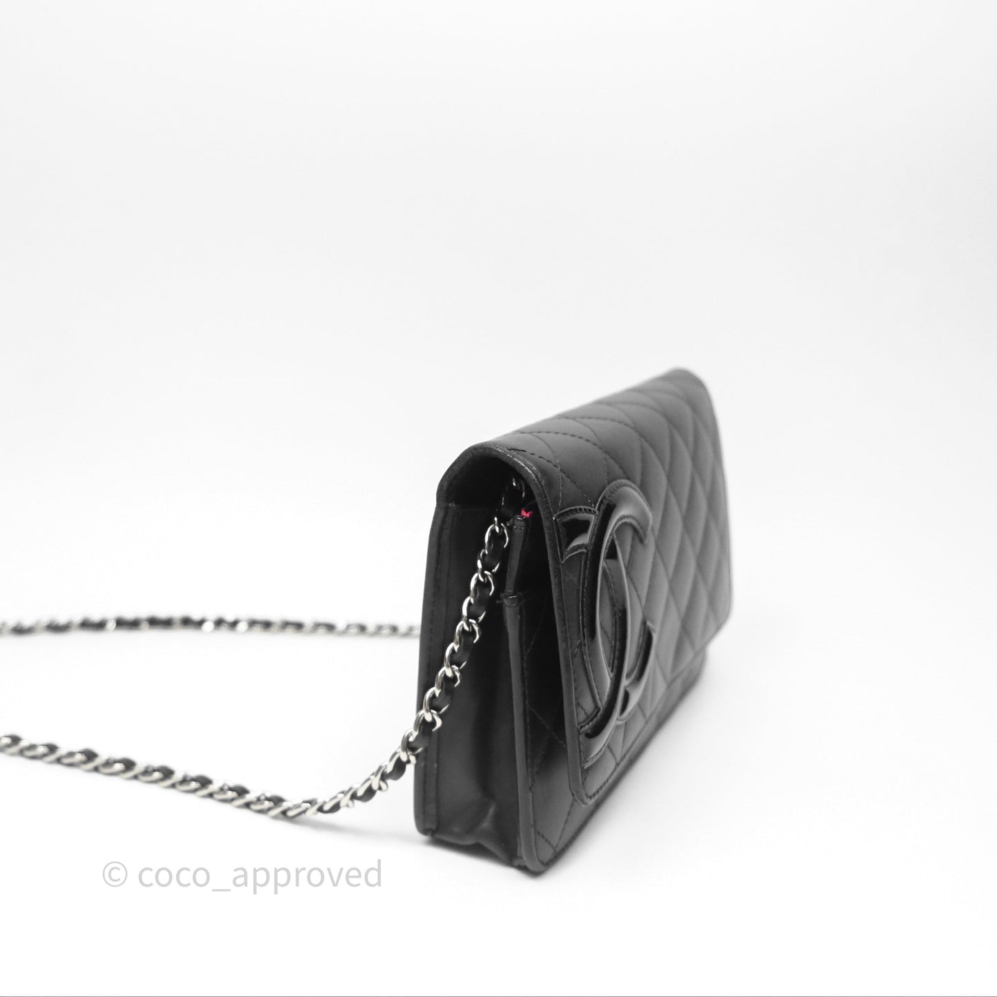 Chanel Quilted Wallet on Chain WOC Cambon Black Calfskin Silver Hardware