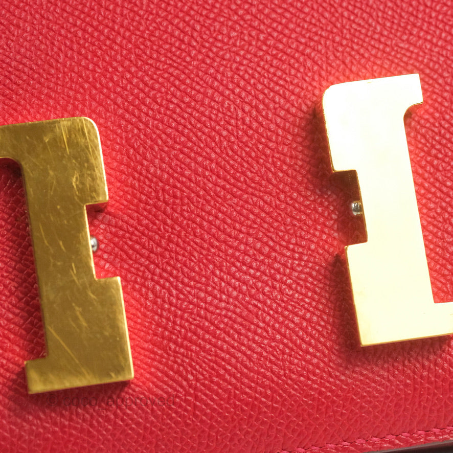 Hermès Constance 24 Rouge Casaque Epsom Gold Hardware