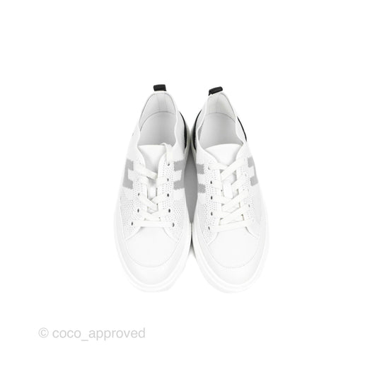Hermes Deep Sneaker Knit & Calfskin White