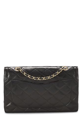 Chanel,  Black Quilted Lambskin Paris Limited Double Flap Jumbo, Black
