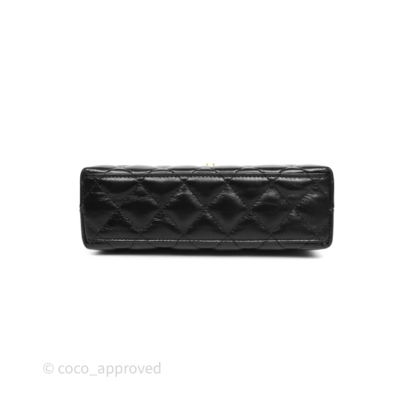 Chanel Kelly Bag Quilted Black Shiny Crumpled Calfskin Aged Gold Hardware