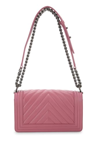 Chanel,  Pink Chevron Calfskin Boy Bag Medium, Pink