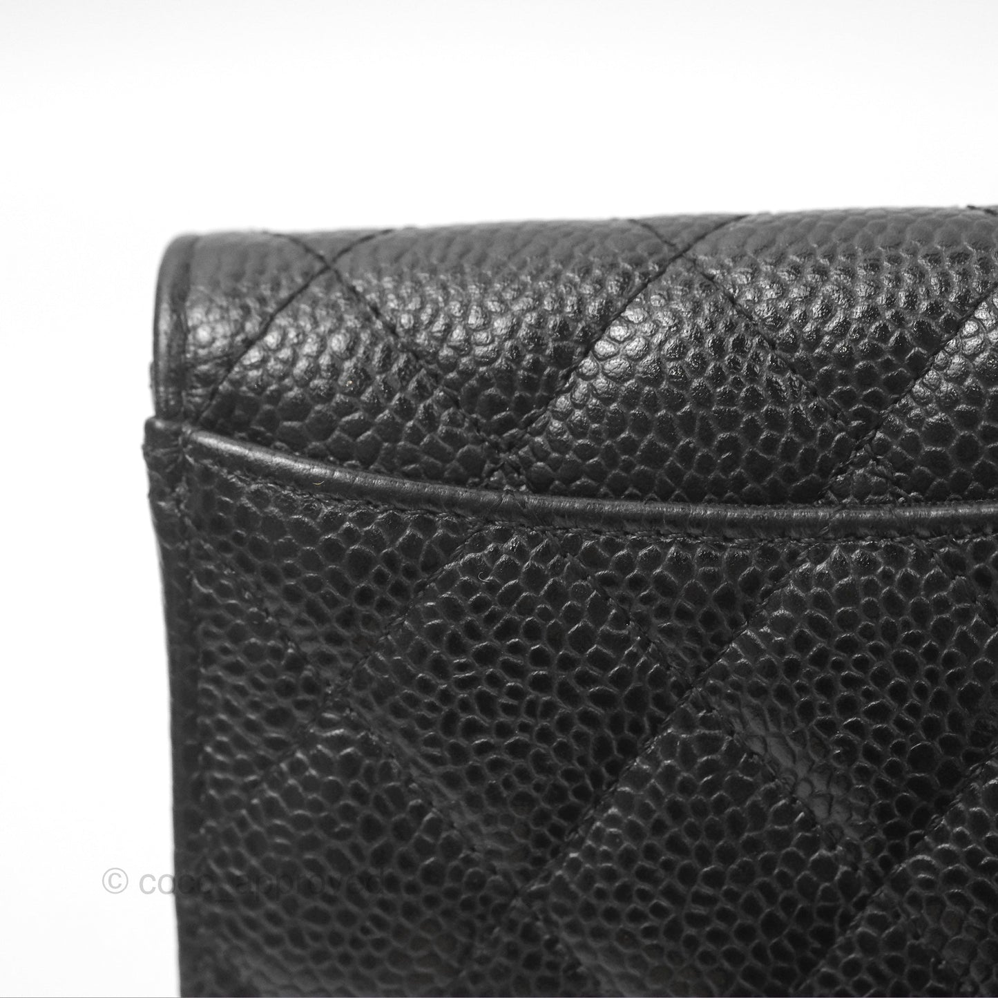 Chanel Quilted Flap Card Holder Black Caviar Gold Hardware