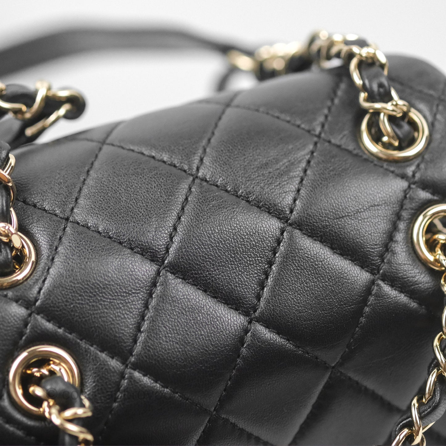 Chanel Quilted Small Duma Drawstring Backpack Black Lambskin Gold Hardware