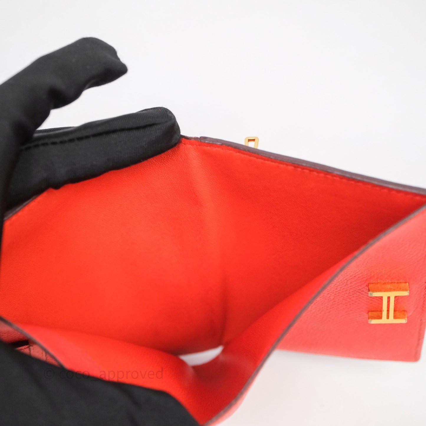 Hermes Bearn Wallet Rouge Tomate S5 Epsom Gold Hardware