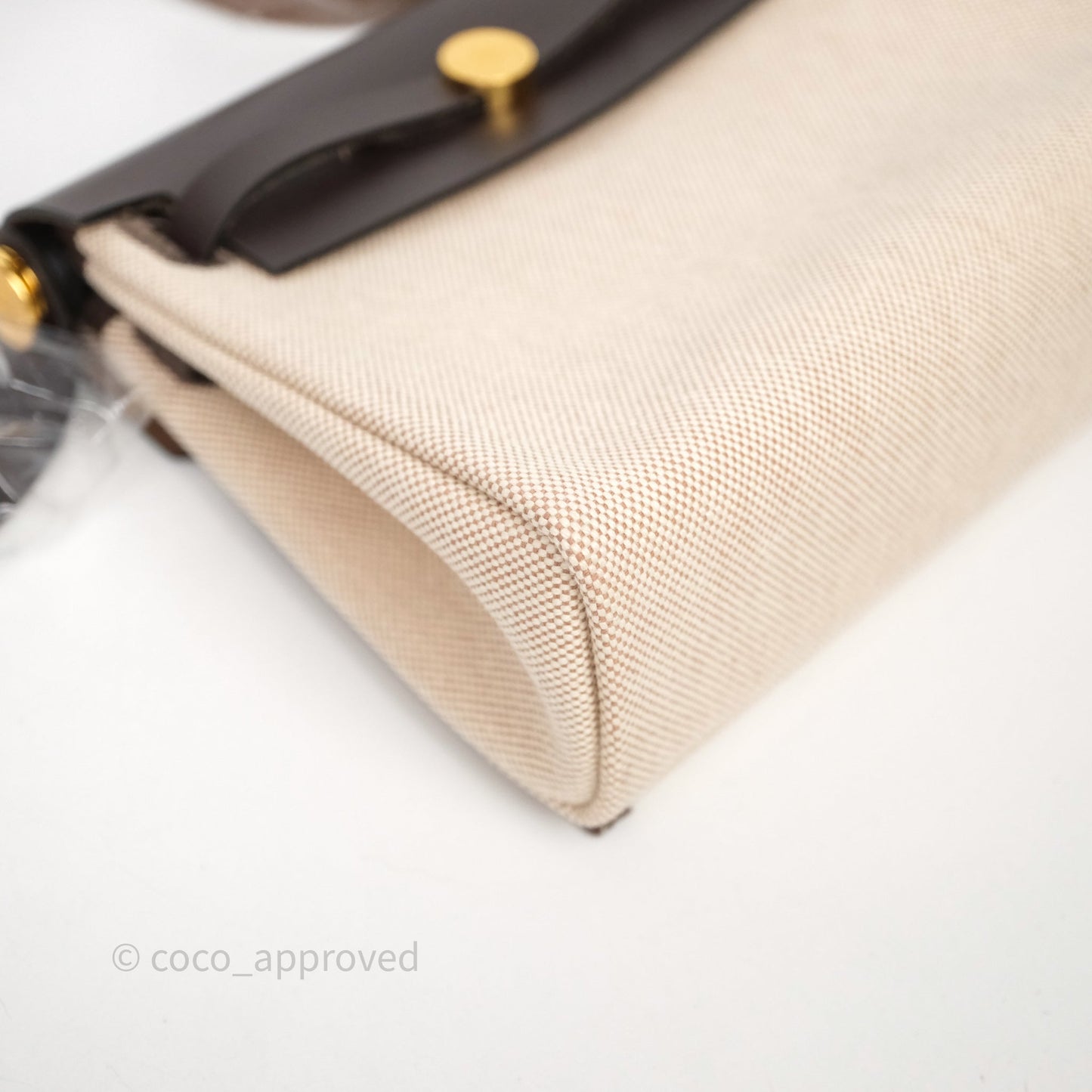 Hermès Herbag Zip 20 Mini Ecru Beige 14/ Ebene 46 Canvas Gold Hardware