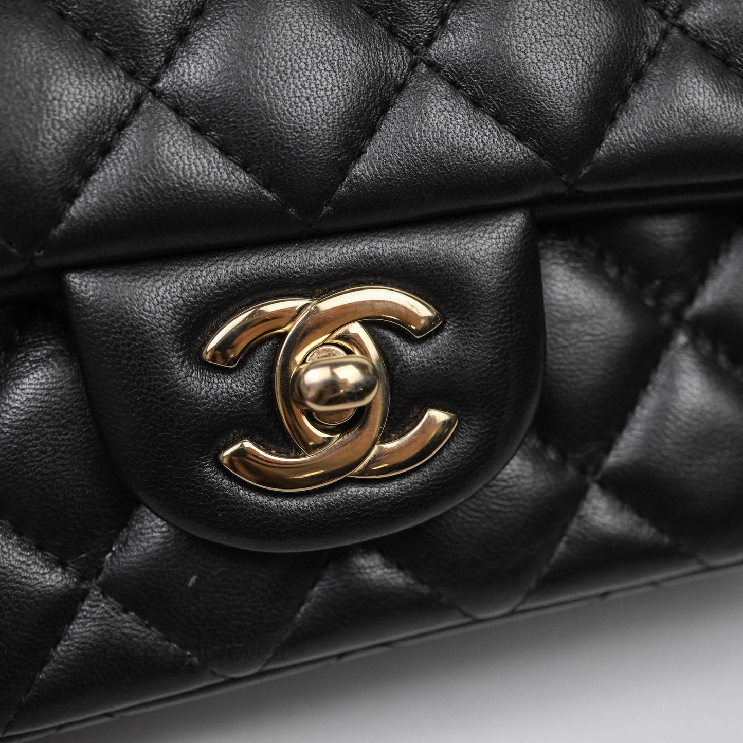 Chanel Mini Rectangular Flap Quilted Black Lambskin Gold Hardware