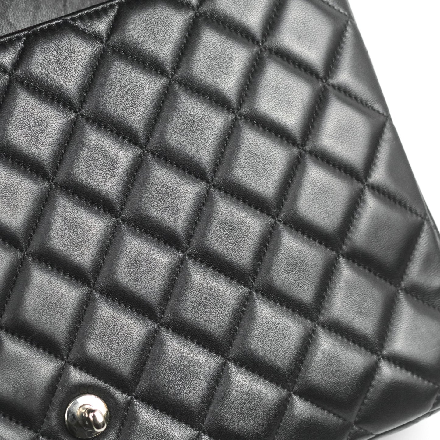 Chanel Single Flap Maxi Lambskin Black Silver Hardware
