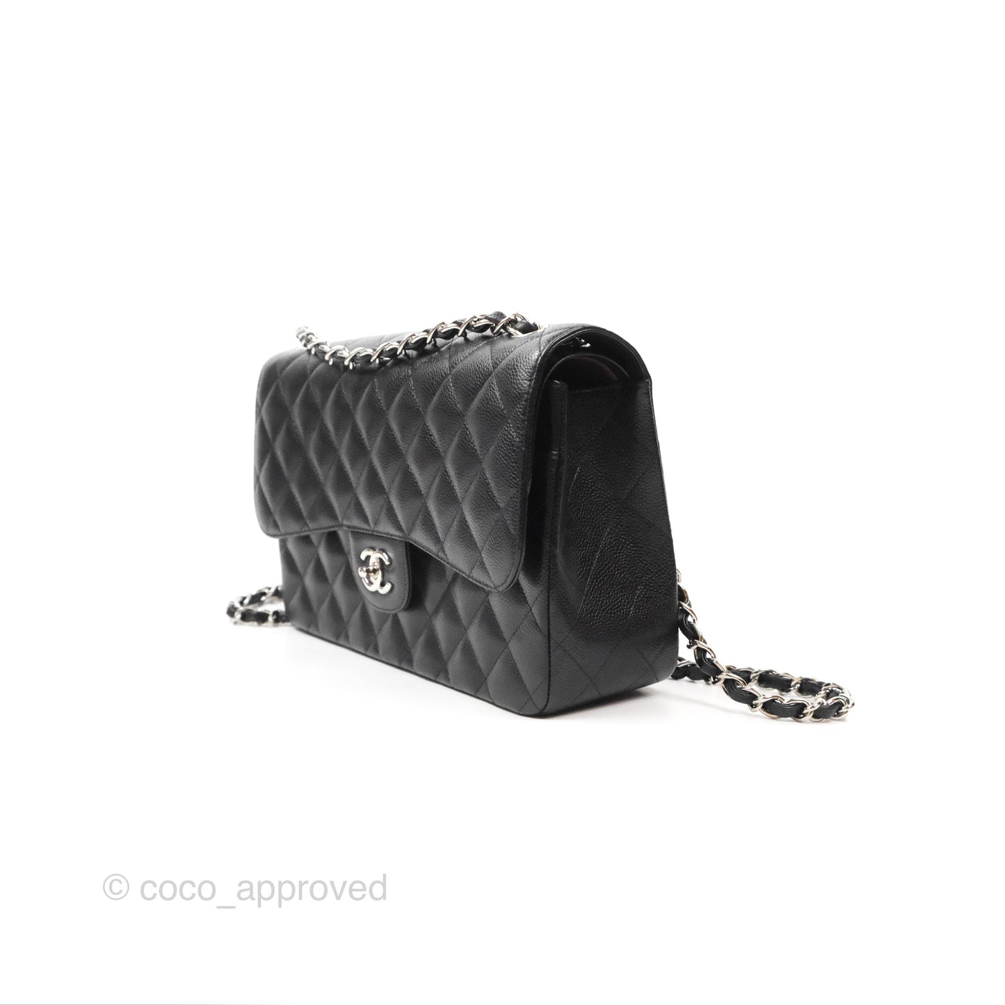 Chanel Jumbo Double Flap Quilted Black Caviar Silver Hardware