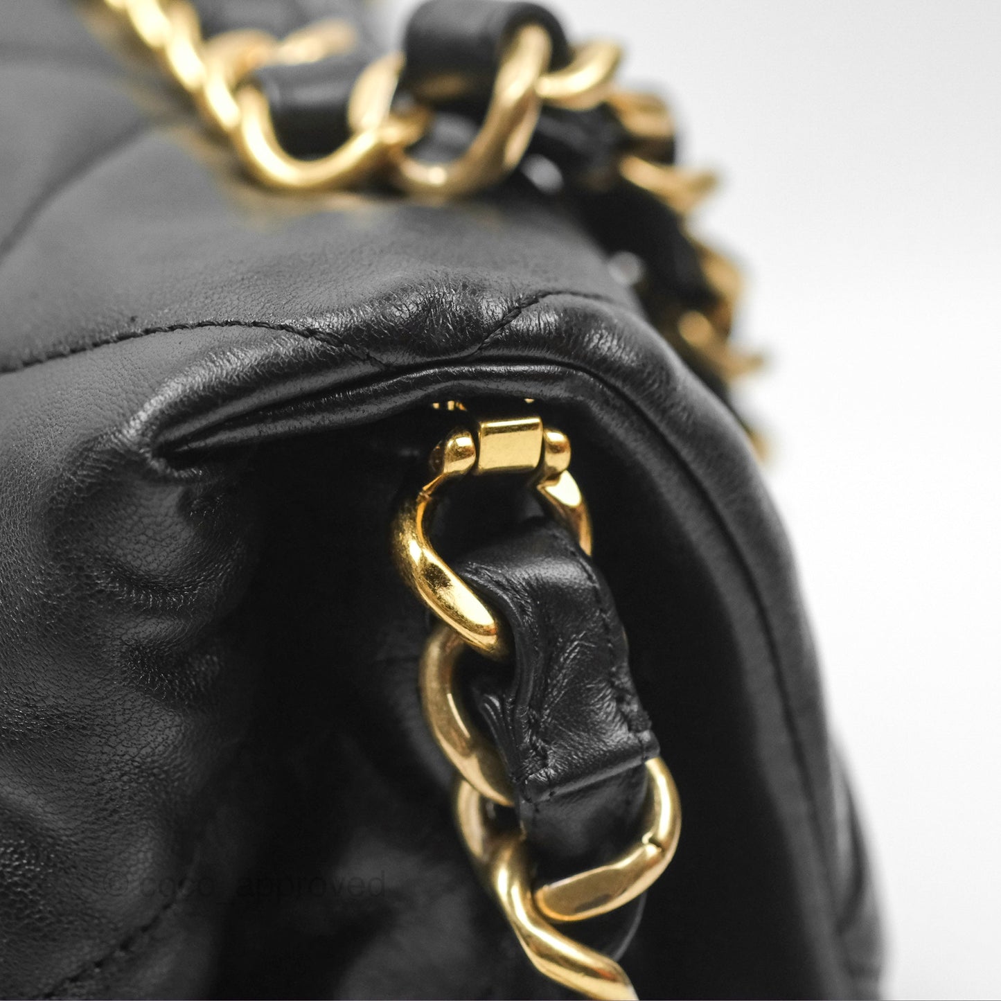 Chanel Chain Handle Flap Bag Black Goatskin Gold Hardware
