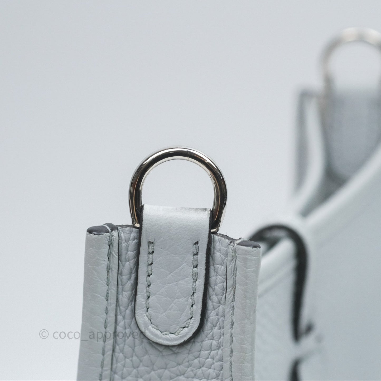 Hermès Mini Evelyne 16 Bleu Pale 08 Clemence Palladium Hardware