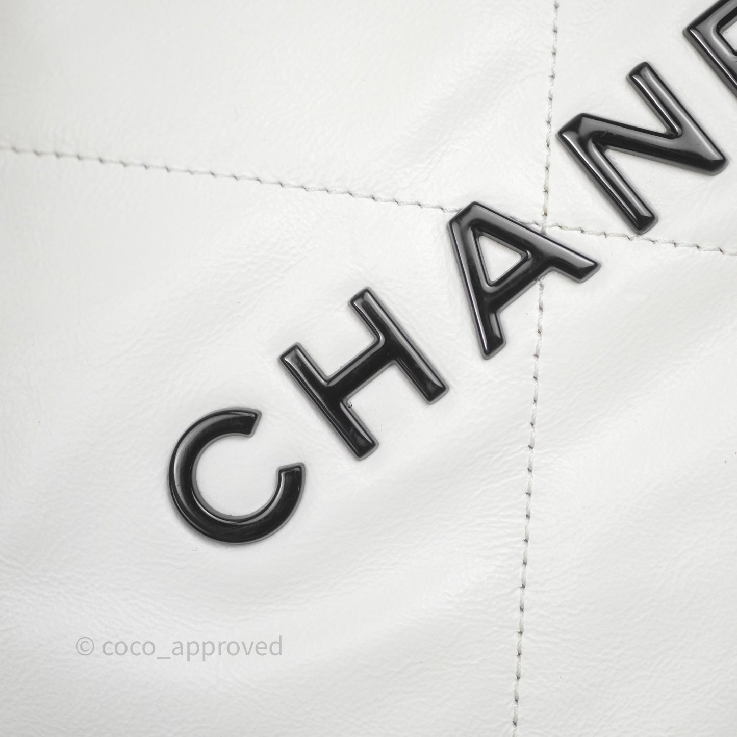 Chanel 22 Small White Aged Calfskin Black Logo Aged Gold Hardware