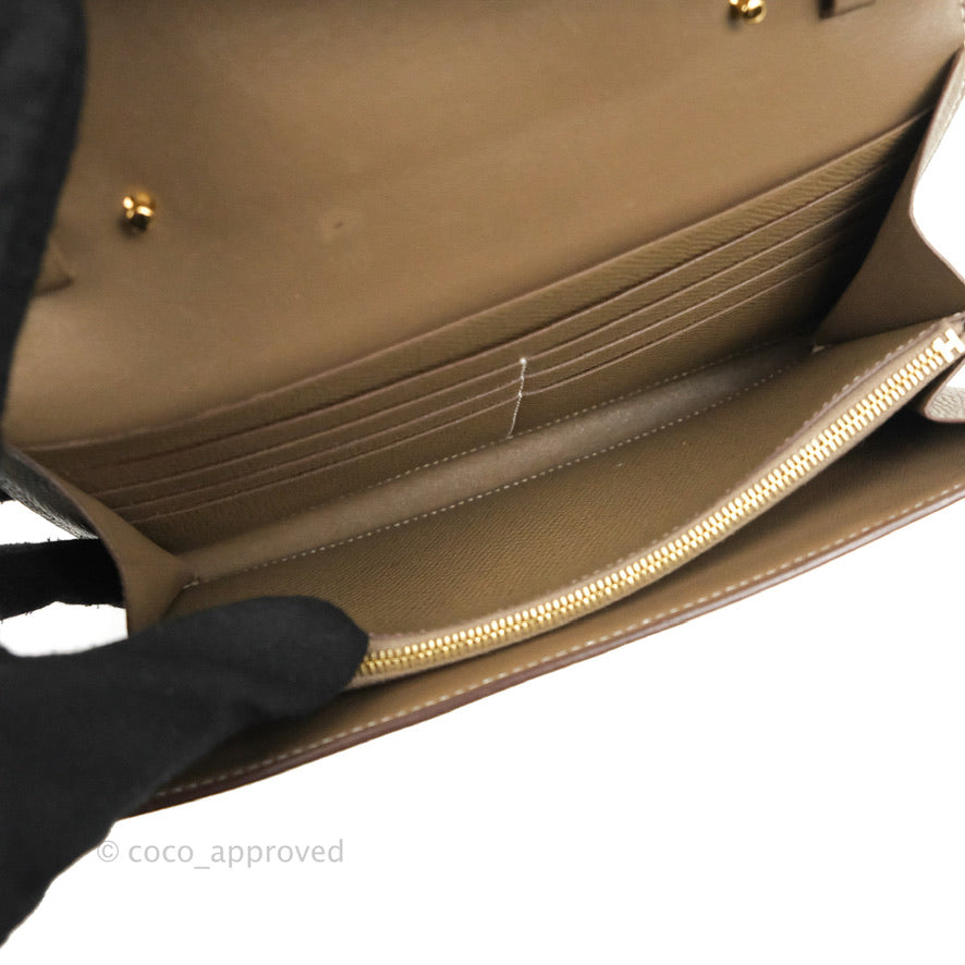 Hermès Constance Long To Go Wallet Etoupe Epsom Gold Hardware