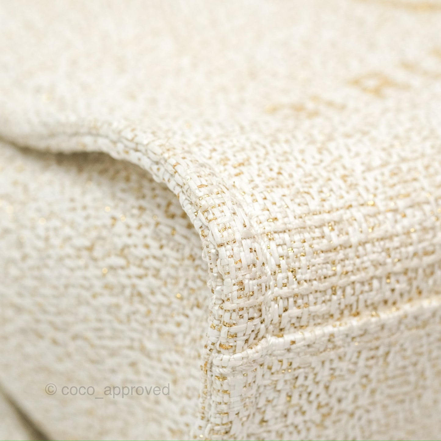 Chanel Mini Deauville Tote Ivory Lurex Boucle Gold Hardware