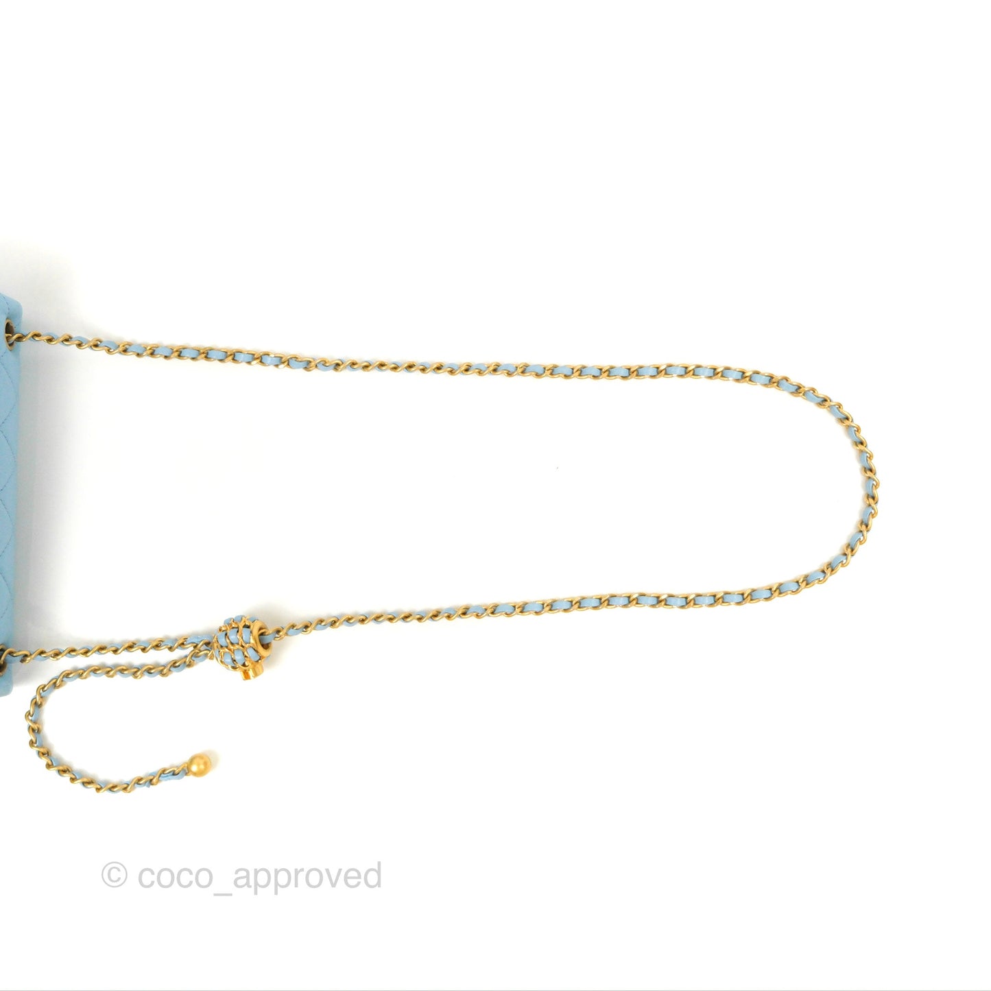 Chanel Mini Rectangular Pearl Crush Quilted Blue Lambskin Aged Gold Hardware