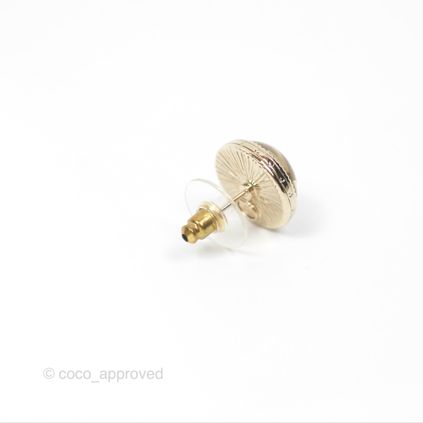 Chanel CC Crystal Round Earrings Gold Tone 22C