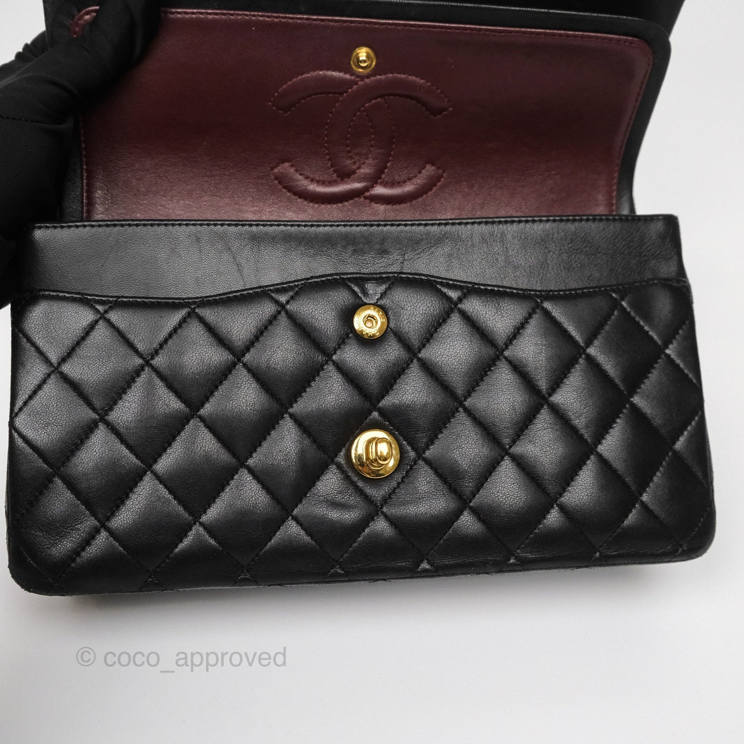 Chanel Classic M/L Medium Flap Quilted Black Lambskin Gold Hardware